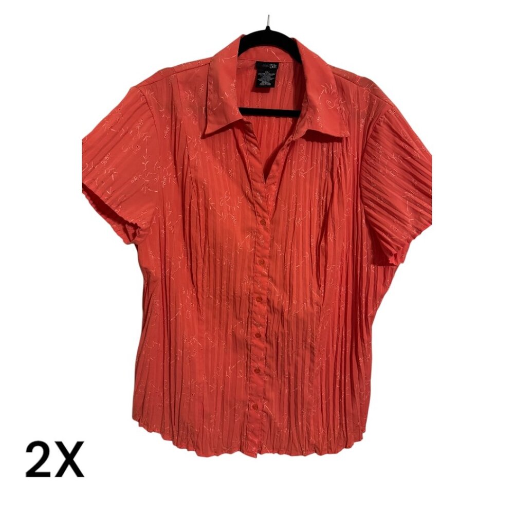 SPRING/SUMMER/OFFICE PRETTY CORAL BLOUSE 2X #D
